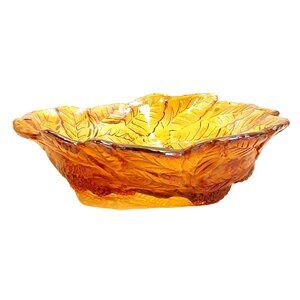 Indiana Glass Loganberry Pattern Amber Carnival Candy Dish 6" Triangle Bowl